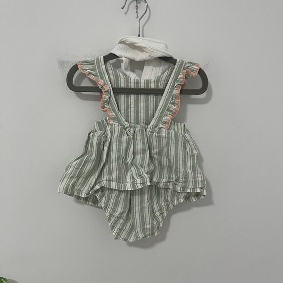 Carter's Baby Girls Green Stripe Onesie & Headband Bundle Size 6 Months - Picture 3 of 5